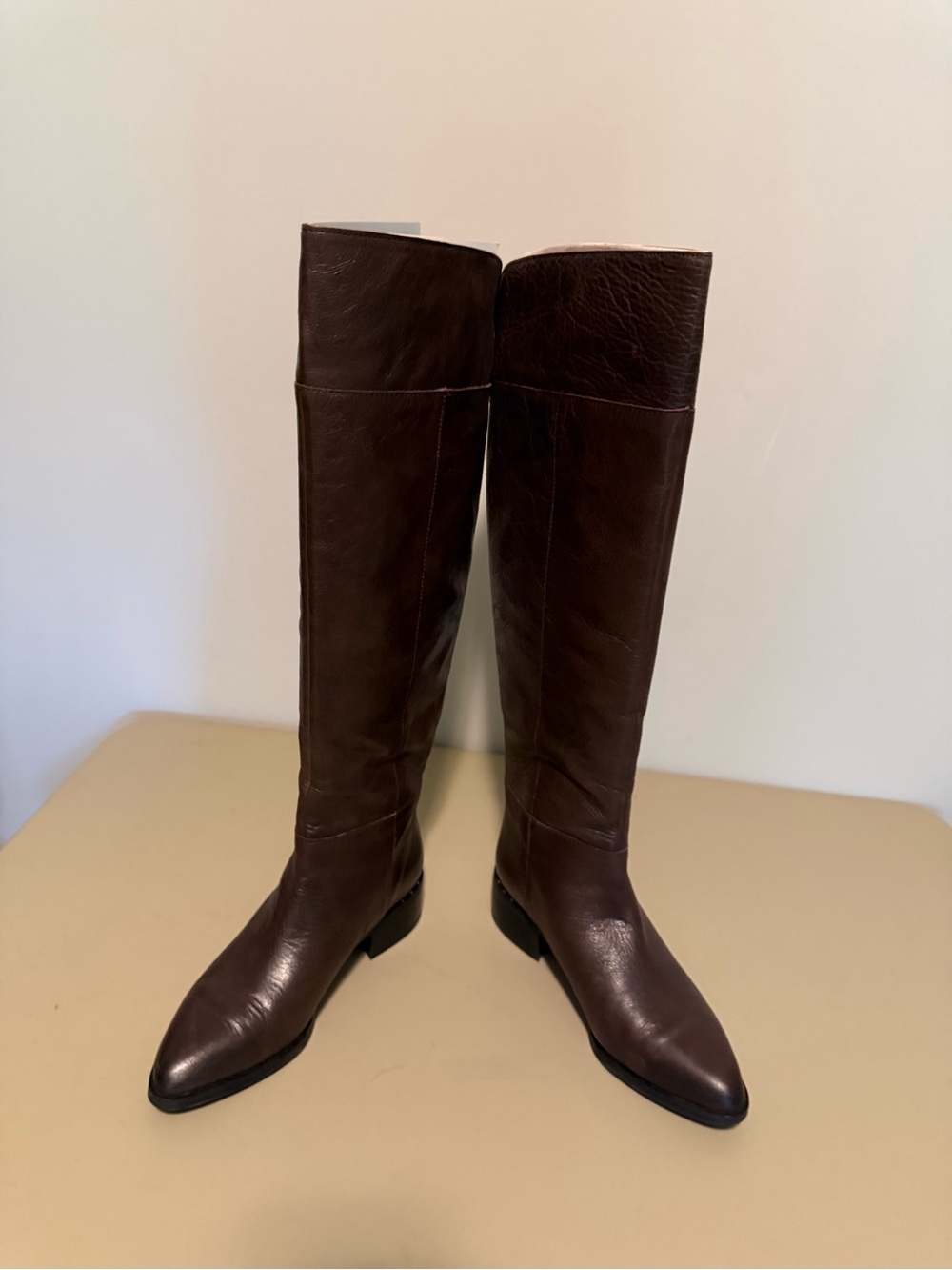 Franco Sarto Tall Over-the-Knee Leather Boots in Dark Brown